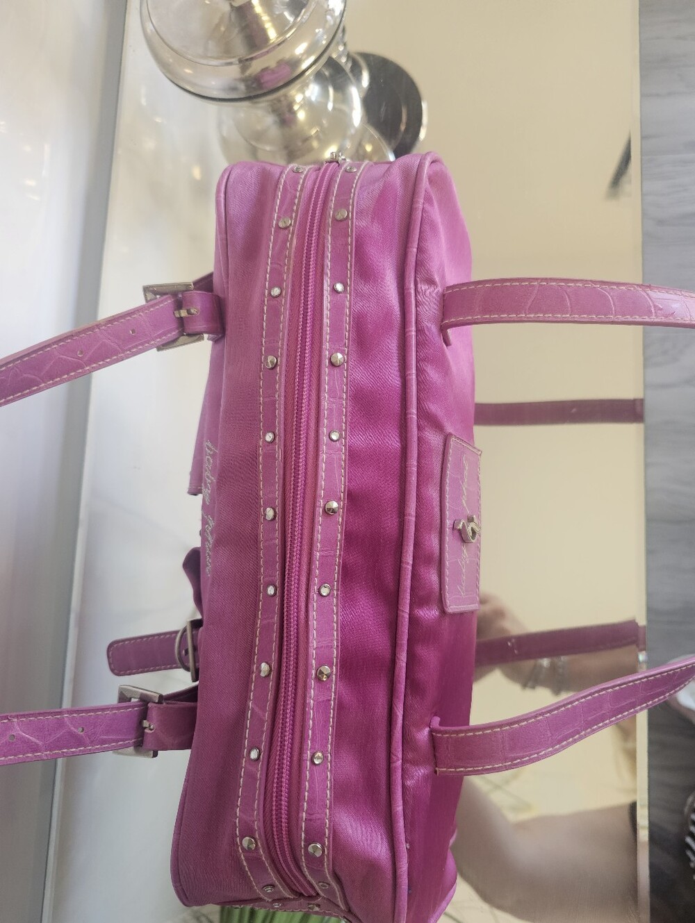 Magnetta Baby Phat Pink Satin Top-Handle Bag - Picture 7 of 16